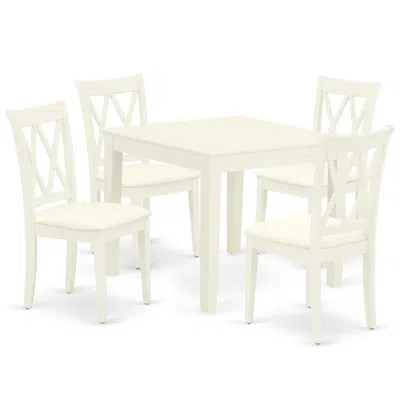 East West Furniture Dining Room Set Linen White, Oxcl5-lwh-c