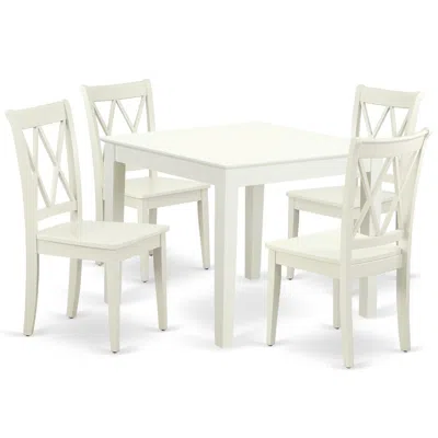 East West Furniture Dining Room Set Linen White, Oxcl5-lwh-w In Black