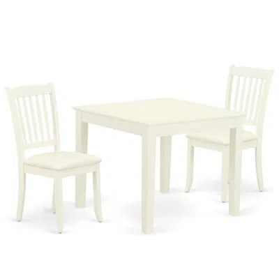 East West Furniture Dining Room Set Linen White, Oxda3-lwh-c In Neutral