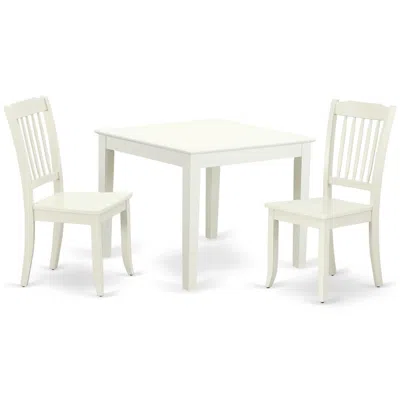 East West Furniture Dining Room Set Linen White, Oxda3-lwh-w