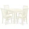 East West Furniture Dining Room Set Linen White, Oxda5-lwh-c