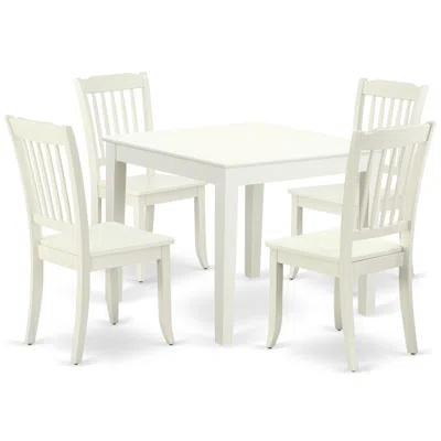East West Furniture Dining Room Set Linen White, Oxda5-lwh-w