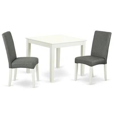 East West Furniture Dining Room Set Linen White, Oxdr3-lwh-07 In Gray
