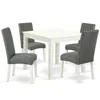 East West Furniture Dining Room Set Linen White, Oxdr5-lwh-07