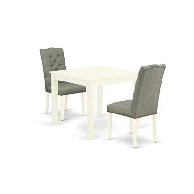 East West Furniture Dining Room Set Linen White, Oxel3-lwh-07