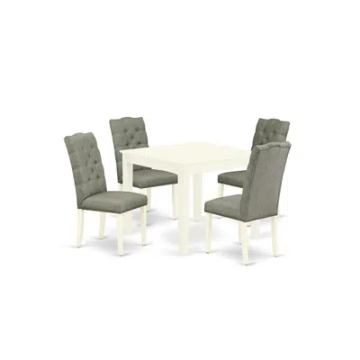 East West Furniture Dining Room Set Linen White, Oxel5-lwh-07 In Burgundy