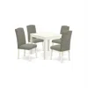 East West Furniture Dining Room Set Linen White, Oxen5-lwh-06
