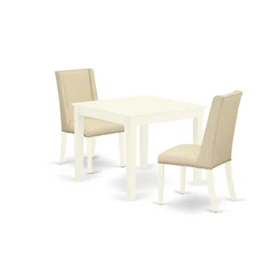 East West Furniture Dining Room Set Linen White, Oxfl3-lwh-01 In Neutral
