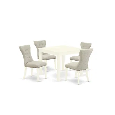 East West Furniture Dining Room Set Linen White, Oxga5-lwh-35
