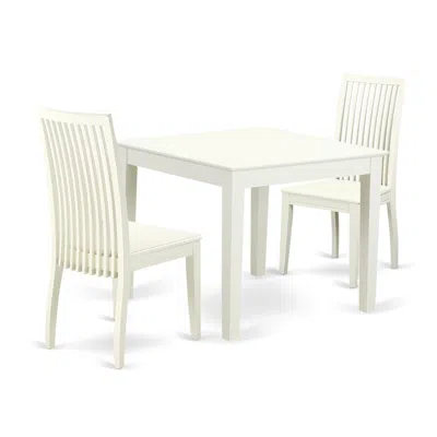 East West Furniture Dining Room Set Linen White, Oxip3-lwh-w