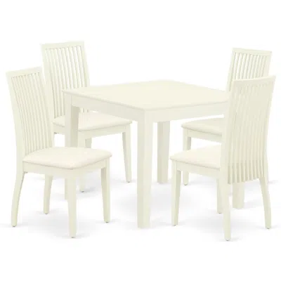 East West Furniture Dining Room Set Linen White, Oxip5-lwh-c In Neutral