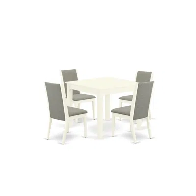 East West Furniture Dining Room Set Linen White, Oxla5-lwh-06