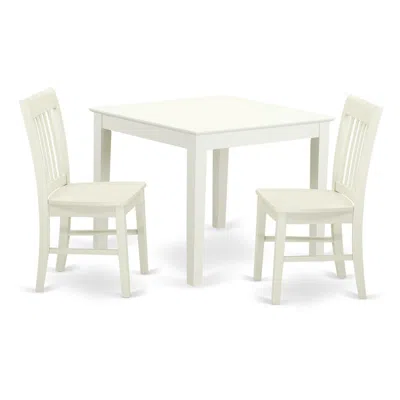 East West Furniture Dining Room Set Linen White, Oxno3-lwh-w In Neutral