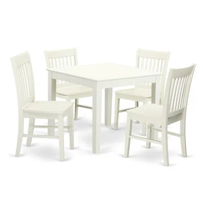 East West Furniture Dining Room Set Linen White, Oxno5-lwh-w