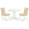 East West Furniture Dining Room Set Linen White, Shab3-lwh-02