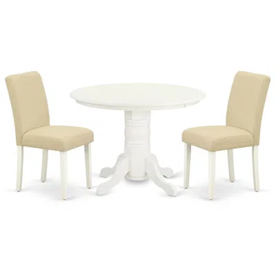 East West Furniture Dining Room Set Linen White, Shab3-lwh-02 In Neutral