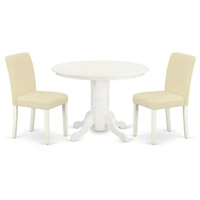 East West Furniture Dining Room Set Linen White, Shab3-lwh-64