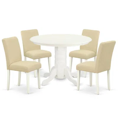 East West Furniture Dining Room Set Linen White, Shab5-lwh-02 In Neutral