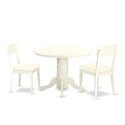 East West Furniture Dining Room Set Linen White, Shad3-lwh-lc