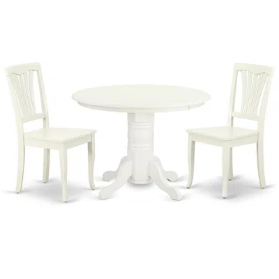 East West Furniture Dining Room Set Linen White, Shav3-lwh-w In Blue
