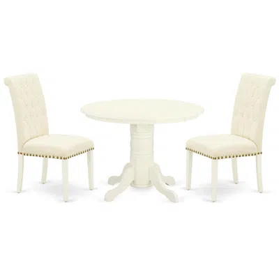 East West Furniture Dining Room Set Linen White, Shbr3-whi-02 In Blue