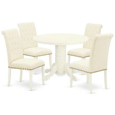 East West Furniture Dining Room Set Linen White, Shbr5-whi-02