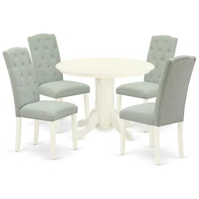 East West Furniture Dining Room Set Linen White, Shce5-whi-15 In Green