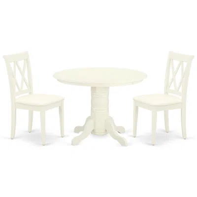 East West Furniture Dining Room Set Linen White, Shcl3-whi-c In Neutral