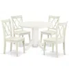 East West Furniture Dining Room Set Linen White, Shcl5-lwh-w