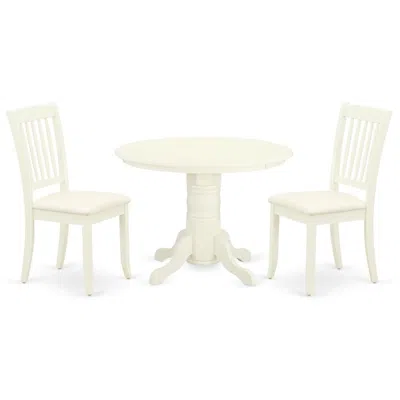 East West Furniture Dining Room Set Linen White, Shda3-whi-c