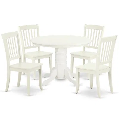East West Furniture Dining Room Set Linen White, Shda5-lwh-w