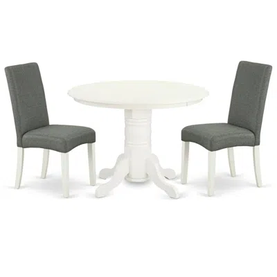 East West Furniture Dining Room Set Linen White, Shdr3-lwh-07 In Gray
