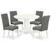 East West Furniture Dining Room Set Linen White, Shdr5-lwh-07