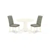 East West Furniture Dining Room Set Linen White, Shel3-whi-07
