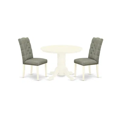 East West Furniture Dining Room Set Linen White, Shel3-whi-07 In Blue