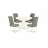 East West Furniture Dining Room Set Linen White, Shel5-whi-07 In Green