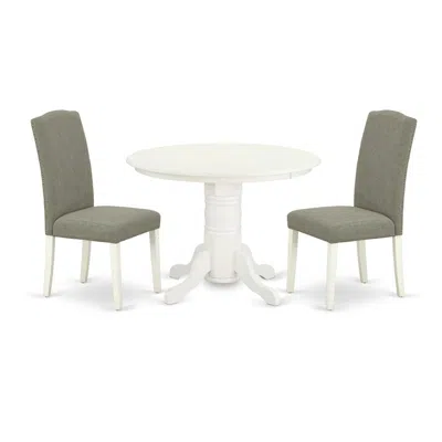 East West Furniture Dining Room Set Linen White, Shen3-lwh-06 In Green