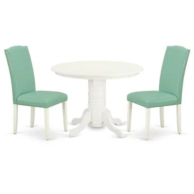 East West Furniture Dining Room Set Linen White, Shen3-lwh-57