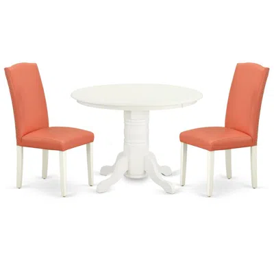 East West Furniture Dining Room Set Linen White, Shen3-lwh-78 In Orange