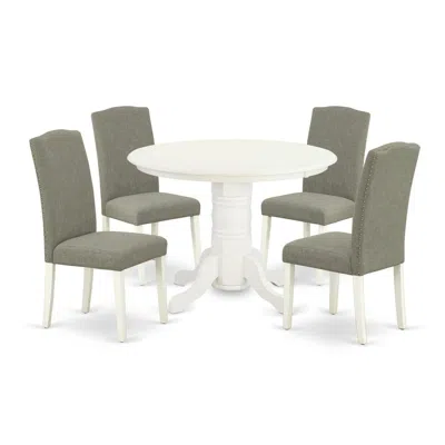 East West Furniture Dining Room Set Linen White, Shen5-lwh-06 In Green