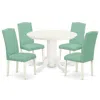 East West Furniture Dining Room Set Linen White, Shen5-lwh-57