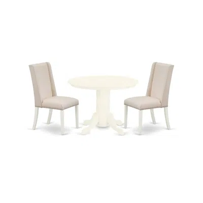 East West Furniture Dining Room Set Linen White, Shfl3-whi-01 In Neutral