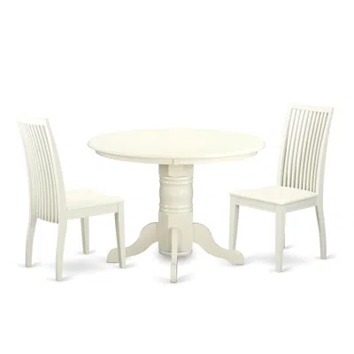 East West Furniture Dining Room Set Linen White, Ship3-lwh-w