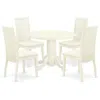 East West Furniture Dining Room Set Linen White, Ship5-whi-c In White