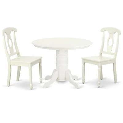 East West Furniture Dining Room Set Linen White, Shke3-lwh-w In Neutral