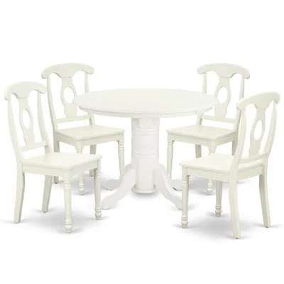 East West Furniture Dining Room Set Linen White, Shke5-lwh-w