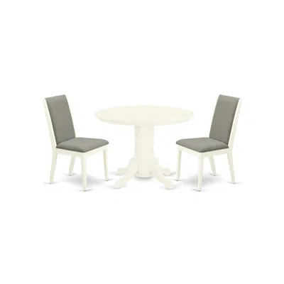 East West Furniture Dining Room Set Linen White, Shla3-whi-06