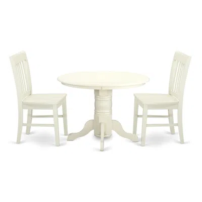 East West Furniture Dining Room Set Linen White, Shno3-lwh-w