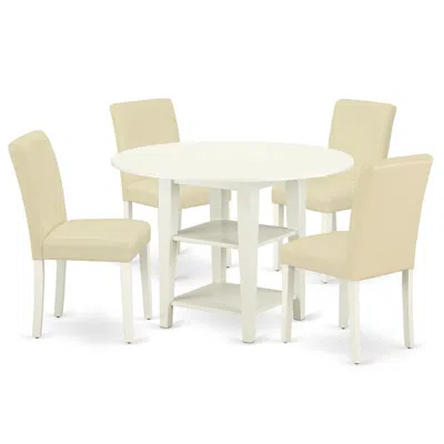 East West Furniture Dining Room Set Linen White, Suab5-lwh-64