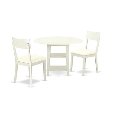 East West Furniture Dining Room Set Linen White, Suad3-lwh-lc
